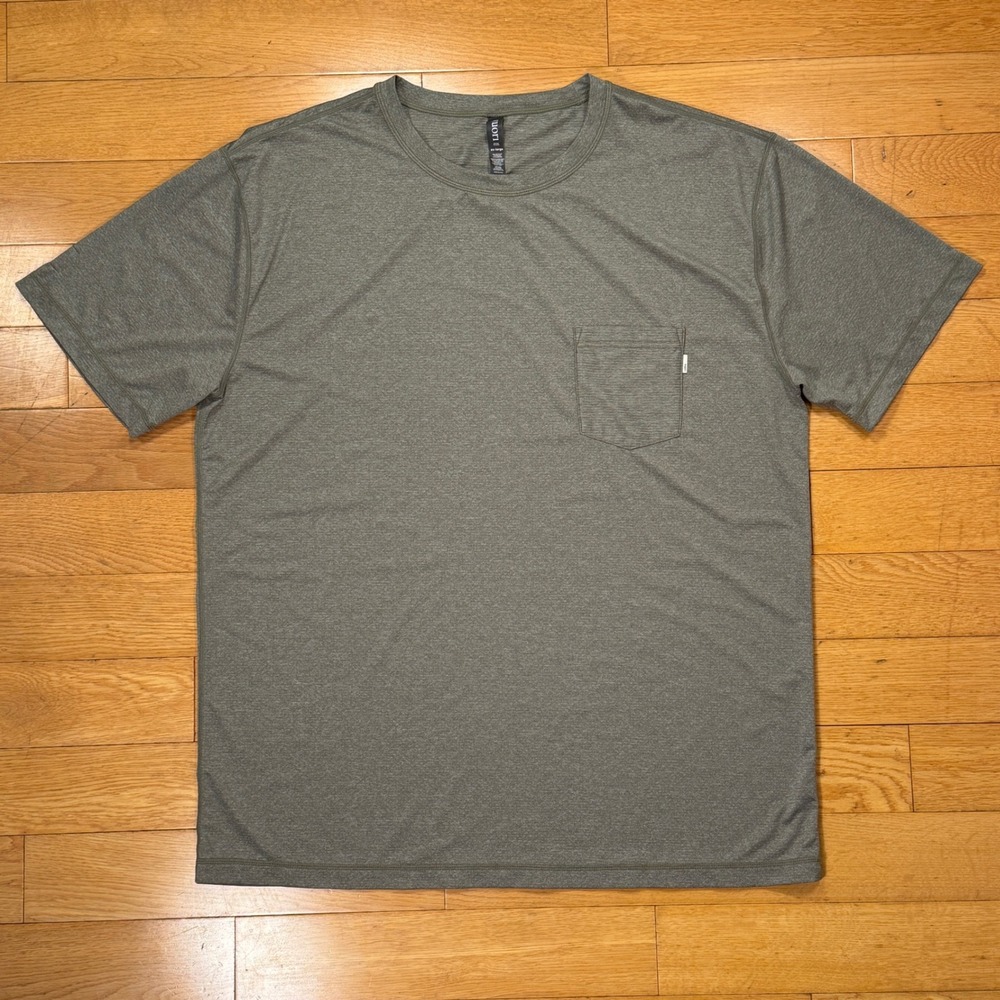 Vuori Mens Athletic T-Shirt Short Sleeve Crew‎ Neck Pocket XX Large Gray Melange